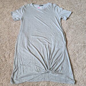 Heimish USA Dress Womens Sz S Gray Twist Hem Shift Casual Comfy Stretchy